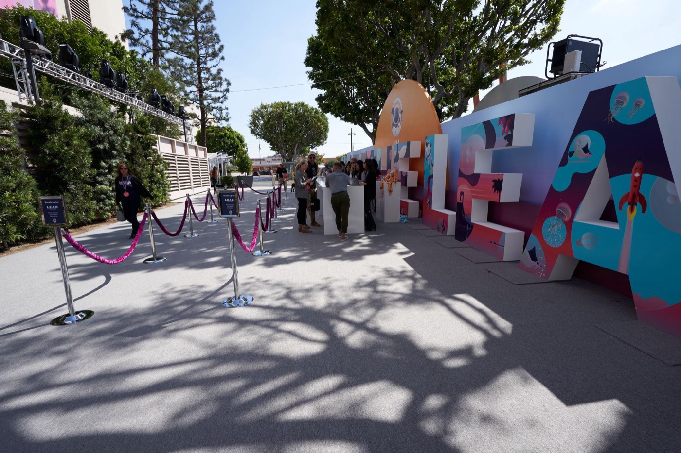 A daytime brand installation on the South Event Lot